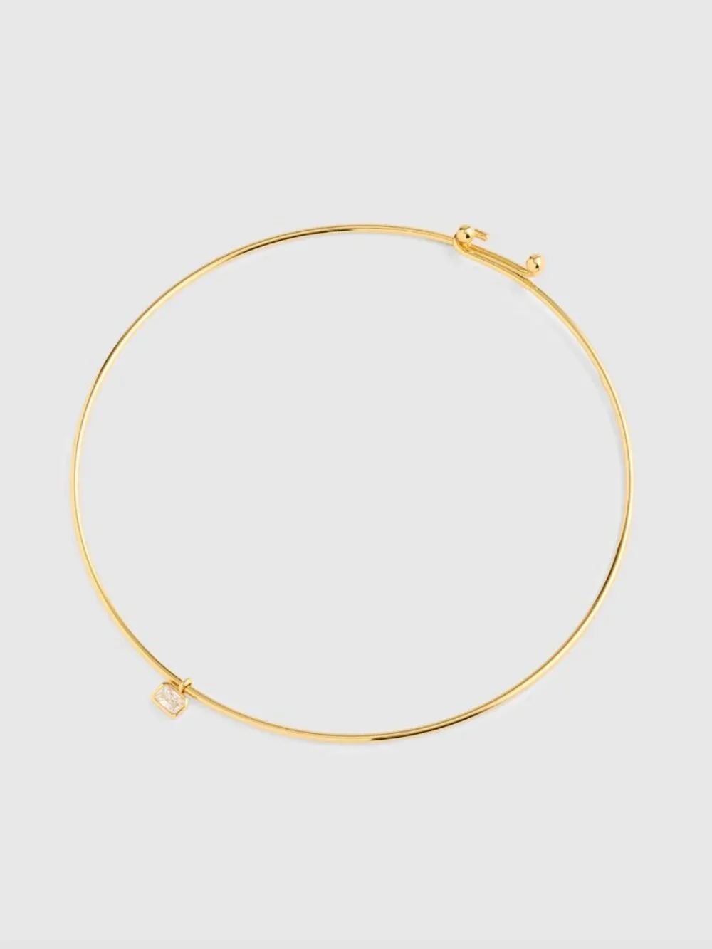 Madewell Emerald-Cut Crystal Wire Choker Necklace in Antique Gold - Picture 2 of 5